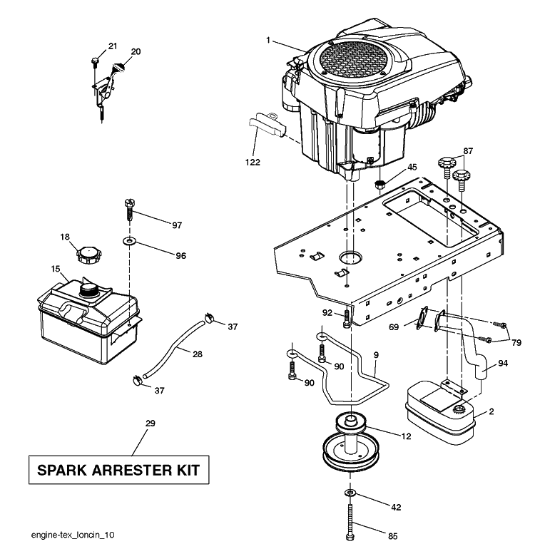 Engine 2 Diagram and Parts List for TS138 (96041042900)(2019-04) Husqvarna Lawn Tractor