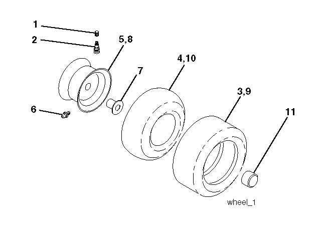 Wheels And Tires Diagram and Parts List for CTH220TWIN (96061026500)(2010-01) Husqvarna Lawn Tractor