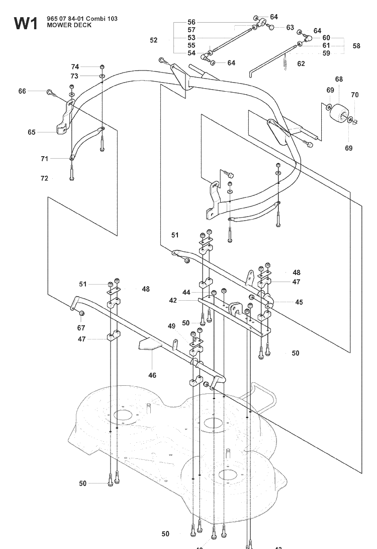 103cm Cutting Deck 2 Diagram and Parts List for RIDER15V2AWD (965200901)(2008-01) Husqvarna Lawn Mower
