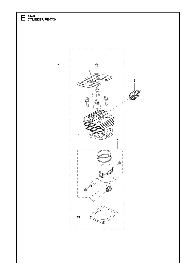 Cylinder Piston Diagram and Parts List for 333RMARKII (967967902)(2020-08) Husqvarna Edger