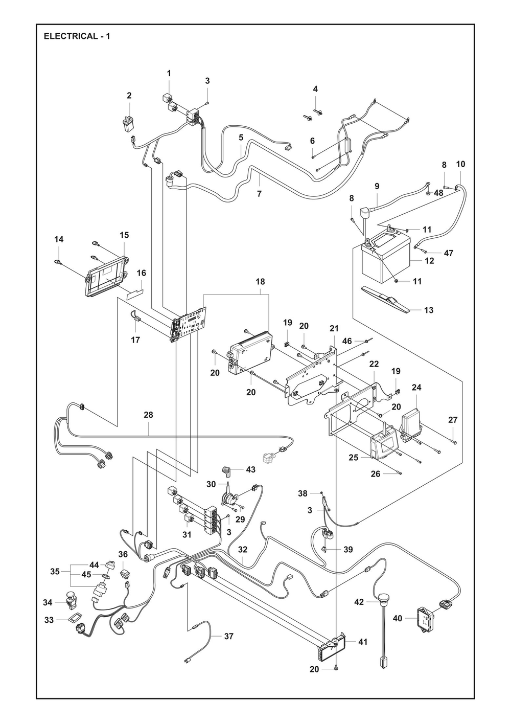 Electrical Diagram and Parts List for P524XREFI  Husqvarna Lawn Tractor