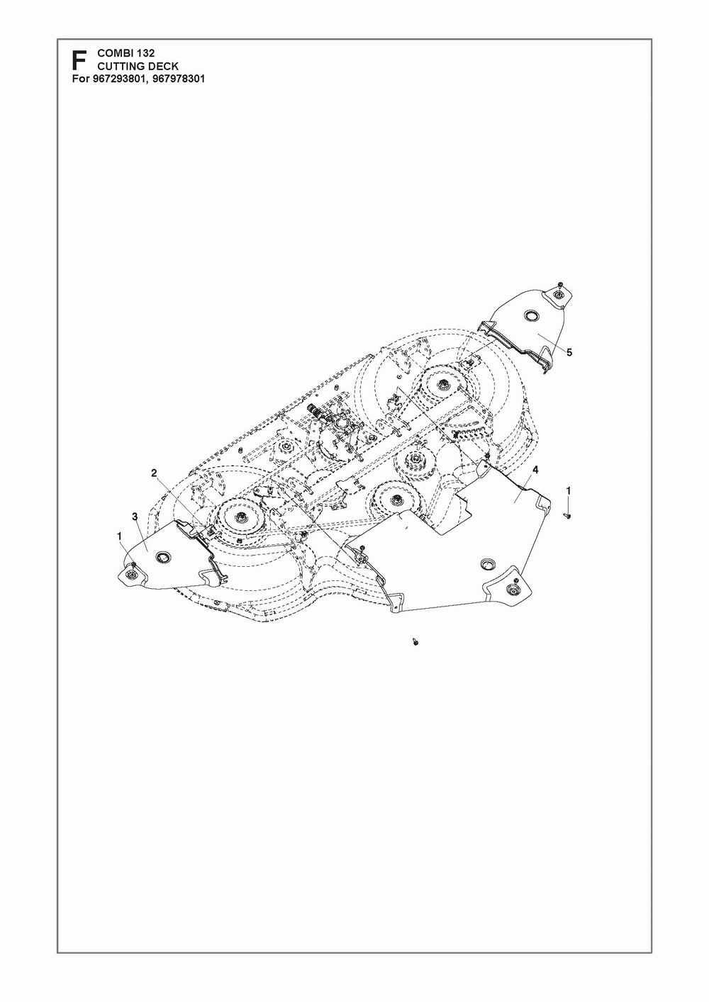 52/132cm Cutting Deck Diagram and Parts List for 132P500D  Husqvarna Lawn Tractor Accessories