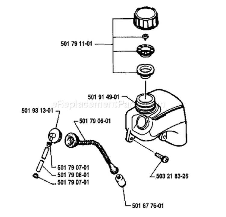 Page H Diagram and Parts List for 16R 16 R 1986-10 Husqvarna Trimmer