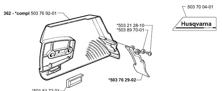 Side Cover Diagram and Parts List for 362EPA 1999-11 Husqvarna Chainsaw