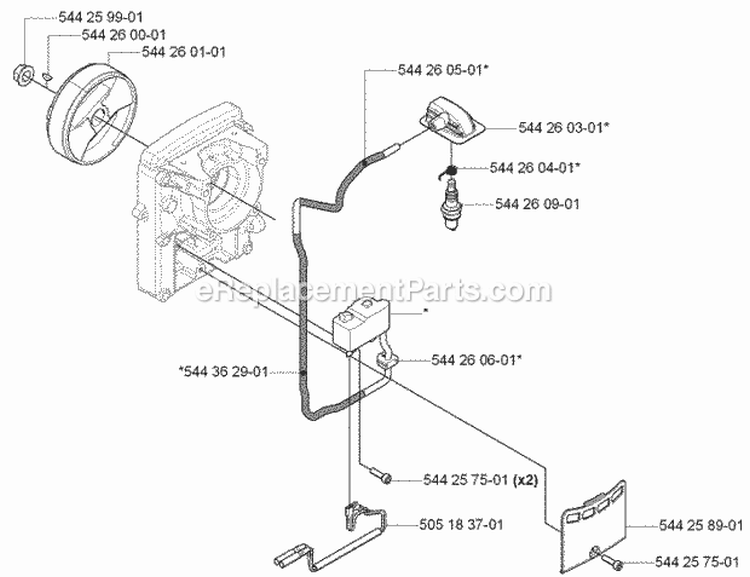 Ignition System  Clutch Diagram and Parts List for 170BF 2006-03 Husqvarna Leaf Blower / Vacuum
