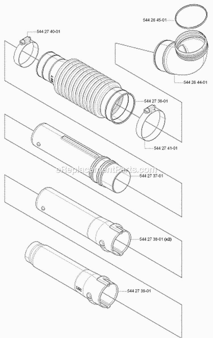 Tube Diagram and Parts List for 170BF 2006-03 Husqvarna Leaf Blower / Vacuum