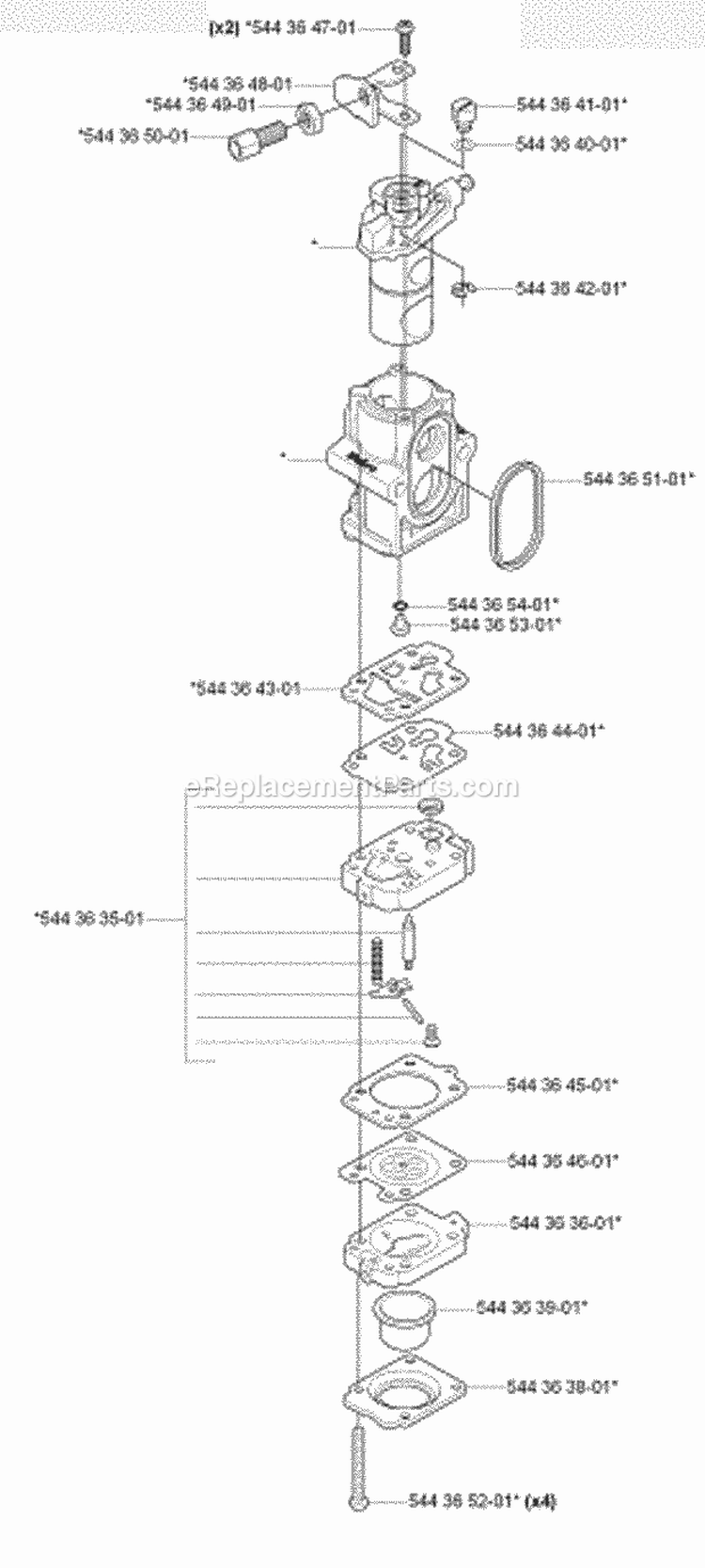 Carburetor Details Diagram and Parts List for 170BF 2006-03 Husqvarna Leaf Blower / Vacuum