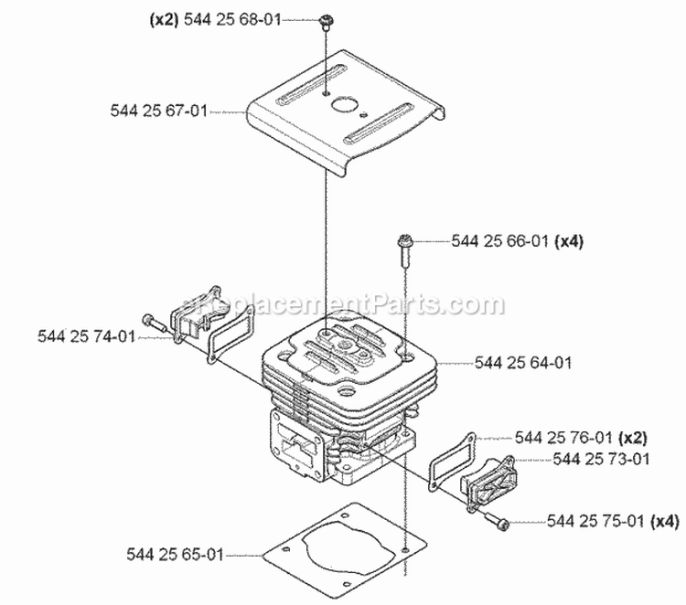 Cylinder Diagram and Parts List for 170BF 2006-03 Husqvarna Leaf Blower / Vacuum
