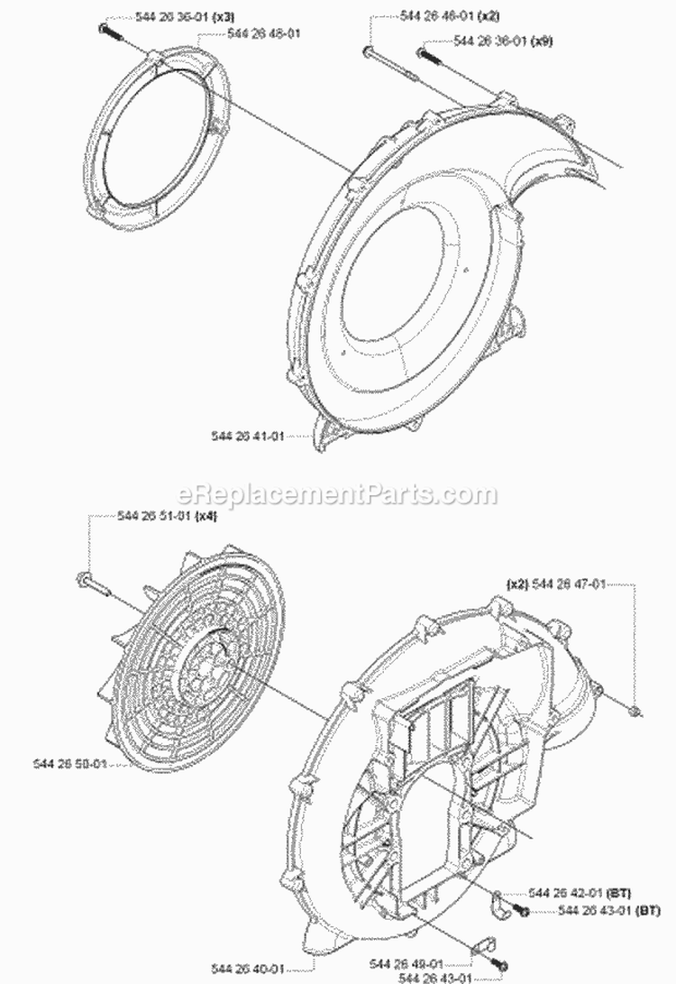 Fan Diagram and Parts List for 170BF 2006-03 Husqvarna Leaf Blower / Vacuum