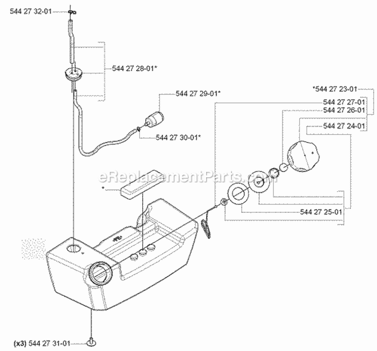 Fuel Tank Diagram and Parts List for 170BF 2006-03 Husqvarna Leaf Blower / Vacuum