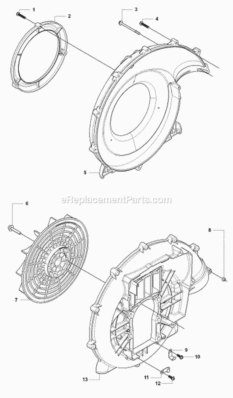 Fan Diagram and Parts List for 170BF 2008-10 Husqvarna Leaf Blower / Vacuum