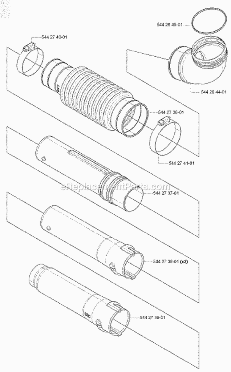 Tube Diagram and Parts List for 170BT 2006-03 Husqvarna Leaf Blower / Vacuum
