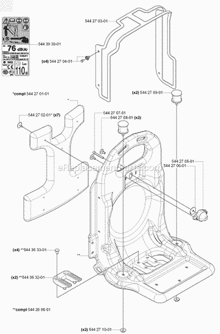 Frame Diagram and Parts List for 170BT 2006-03 Husqvarna Leaf Blower / Vacuum