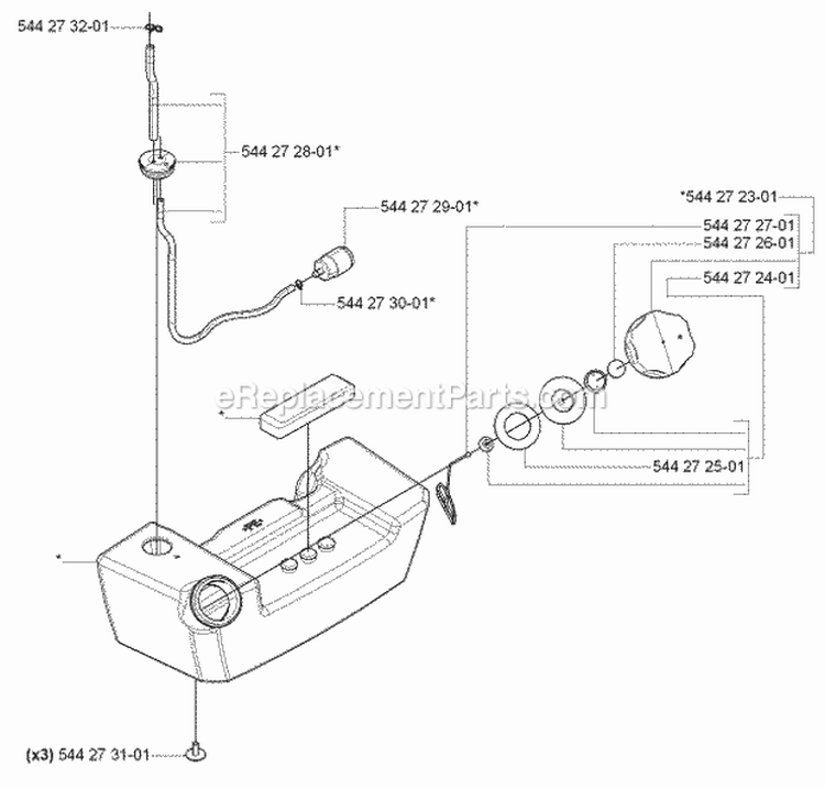 Fuel Tank Diagram and Parts List for 170BT 2006-03 Husqvarna Leaf Blower / Vacuum