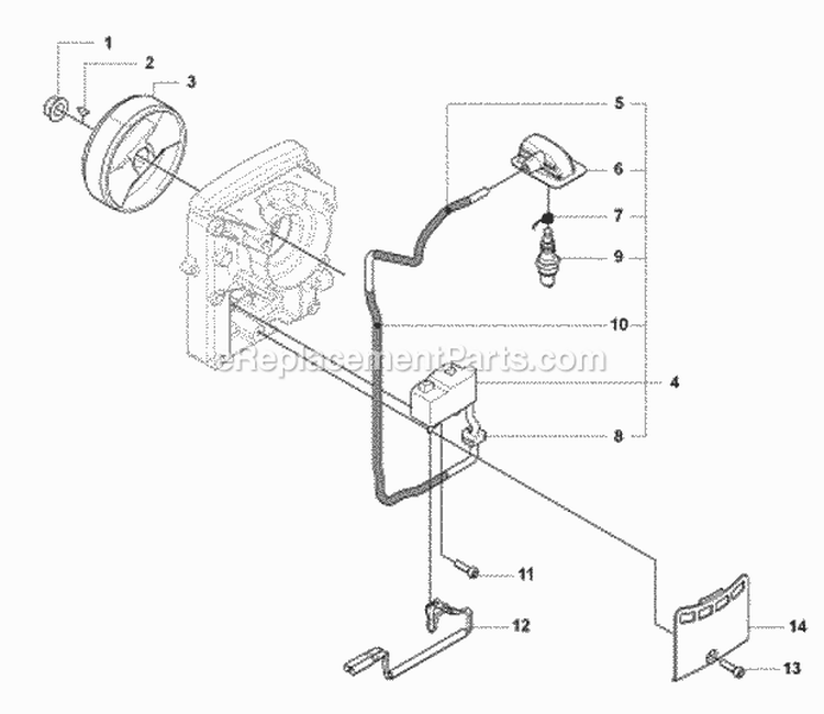 Ignition System Diagram and Parts List for 170BT 2008-10 Husqvarna Leaf Blower / Vacuum