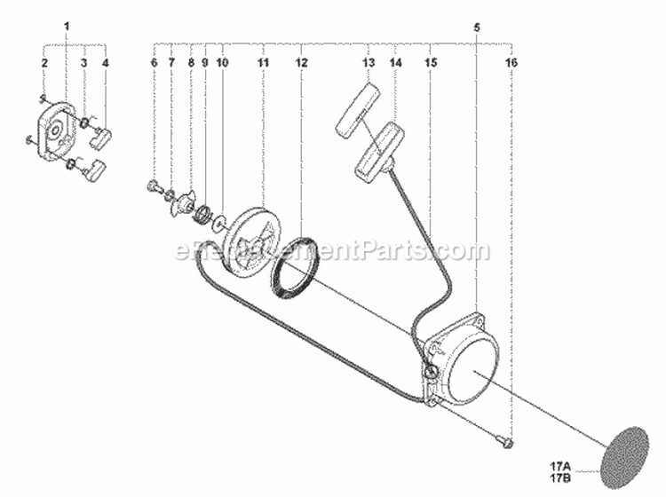 Starter Diagram and Parts List for 170BT 2008-10 Husqvarna Leaf Blower / Vacuum