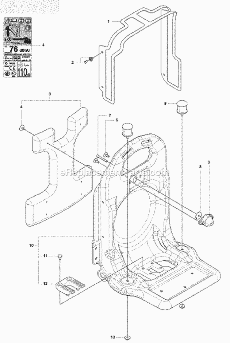 Frame Diagram and Parts List for 170BT 2008-10 Husqvarna Leaf Blower / Vacuum