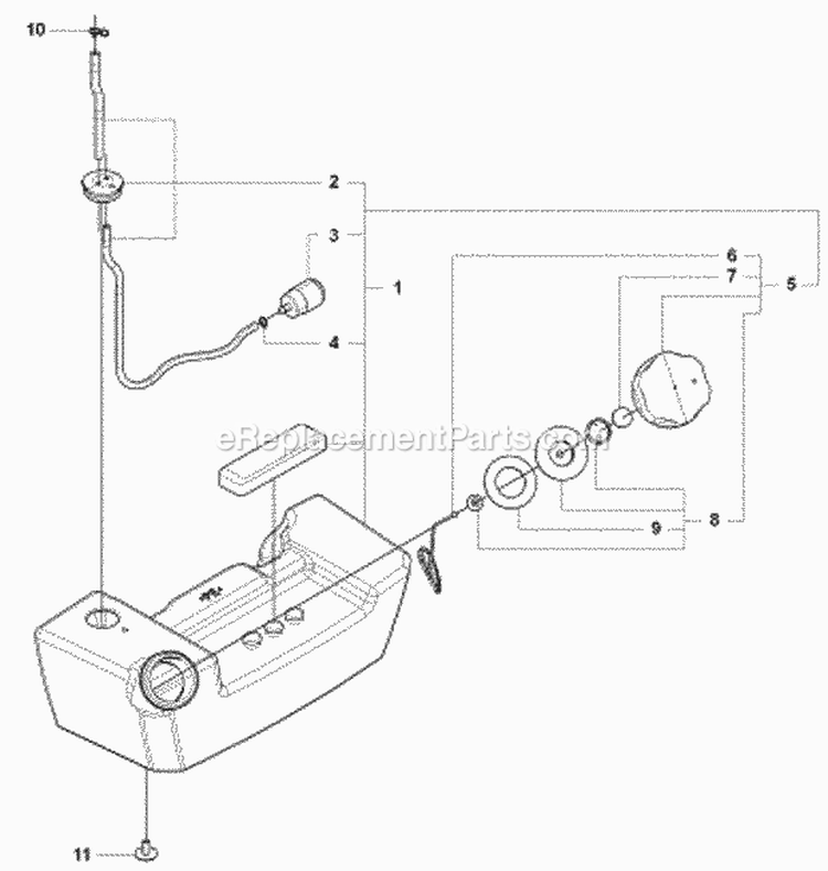 Fuel Tank Diagram and Parts List for 170BT 2008-10 Husqvarna Leaf Blower / Vacuum
