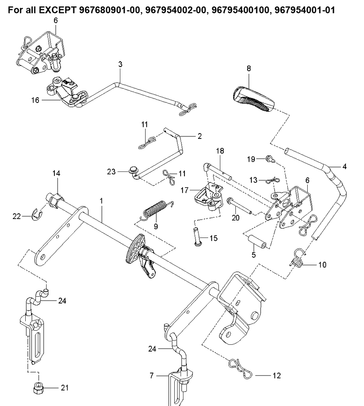 Mower Lift / Deck Lift 2 Diagram and Parts List for Z254F  Husqvarna Lawn Mower