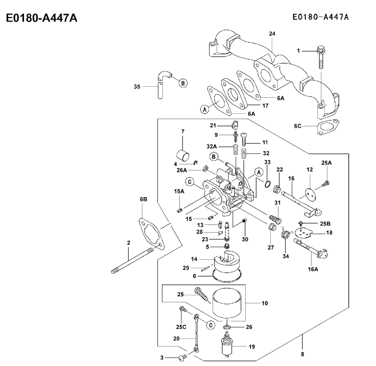 Carburetor Details 2 Diagram and Parts List for FH451V 2001-03 Husqvarna Engine