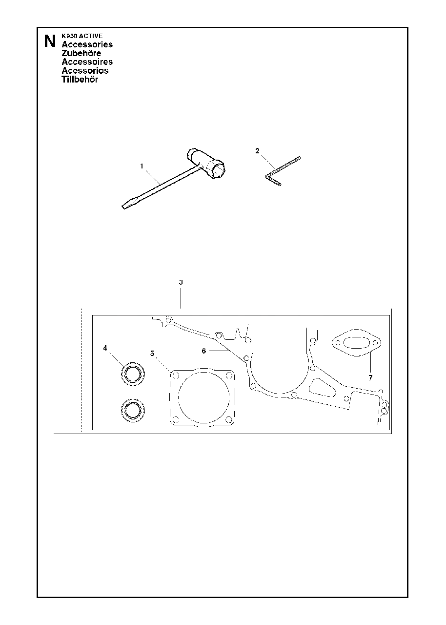 Accessories Diagram and Parts List for K950 2007-01 Husqvarna Circular Saw