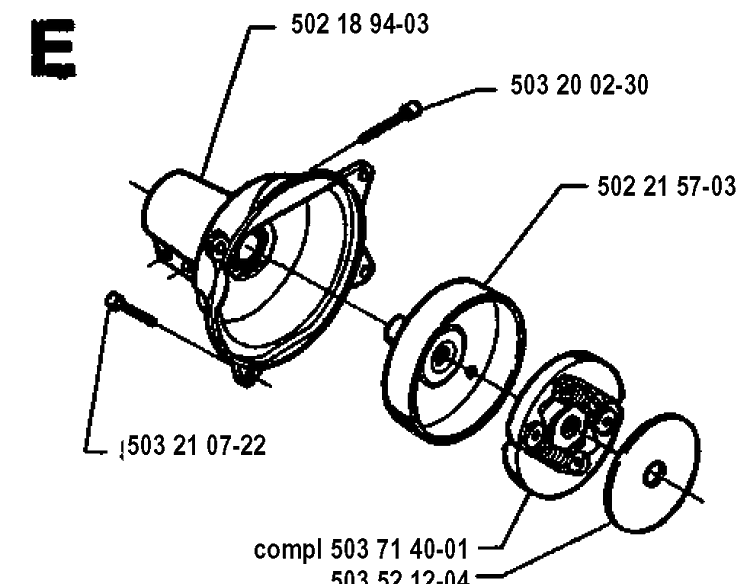 Clutch Diagram and Parts List for 225LD 19942300001-19951000000 Husqvarna Edger