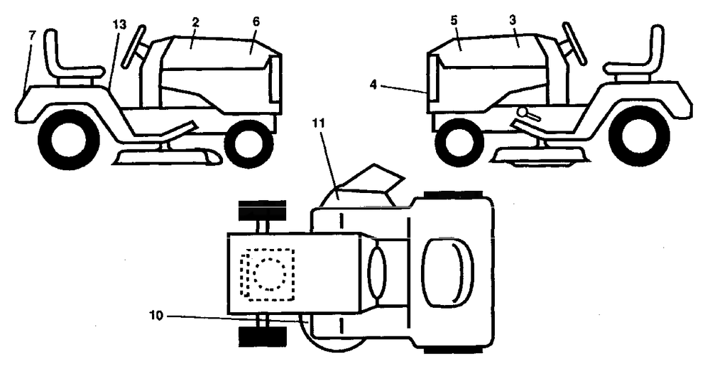 Decals Diagram and Parts List for LR100 (954000572-A)(1995-03) Husqvarna Lawn Tractor