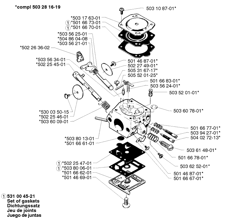Carburetor - Walbro Hda-142 Diagram and Parts List for 250R 1999-04 Husqvarna Brush Cutter