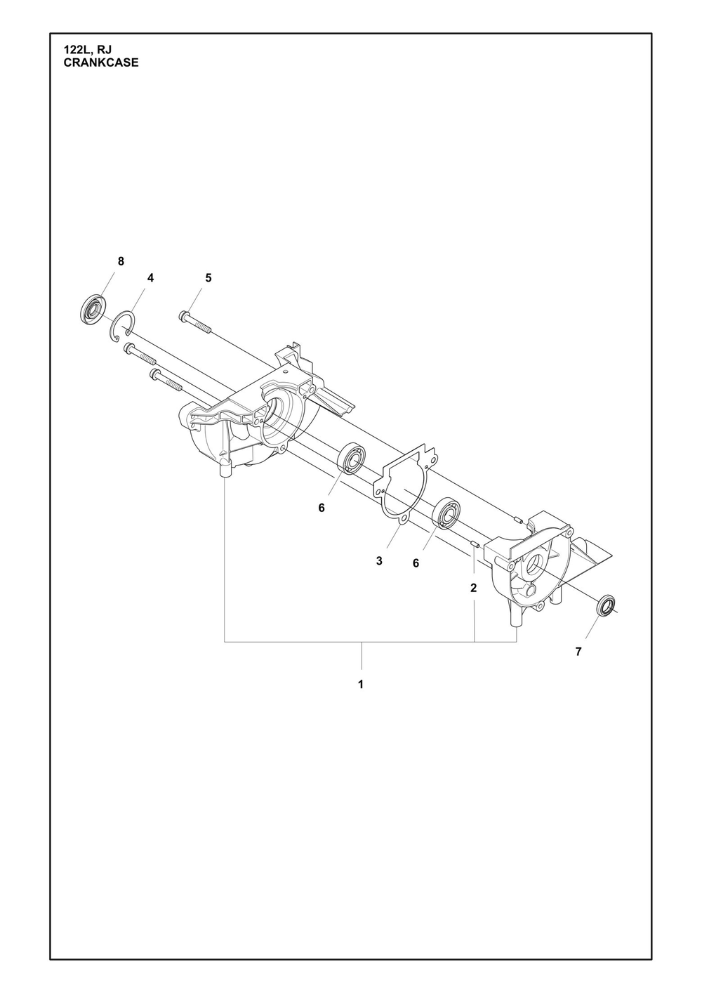 Crankcase Diagram and Parts List for 122RJ  Husqvarna Brush Cutter