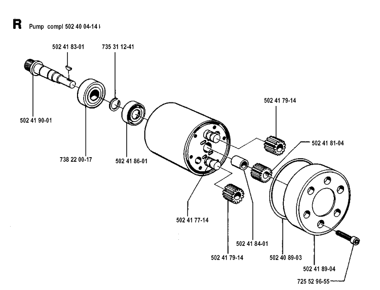Hydraulic Pump - Motor 2 Diagram and Parts List for 250PS 19940600001-19960500000 Husqvarna Pole Saw