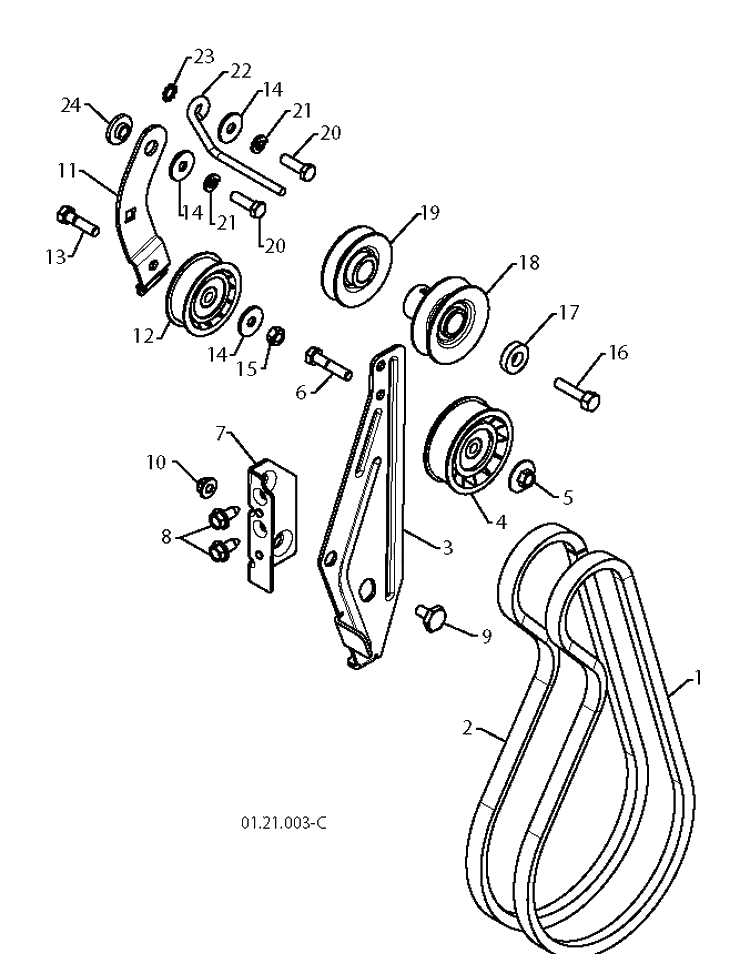 Belt Guard And Pulley Diagram and Parts List for 5524ST 2010-04 Husqvarna Snow Blower