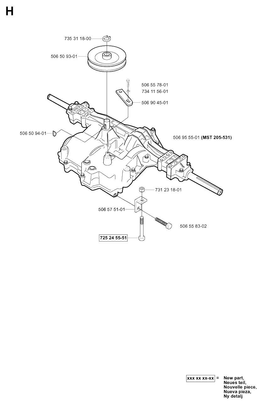 Transmission Diagram and Parts List for R11BIO 2001-01 Husqvarna Lawn Tractor
