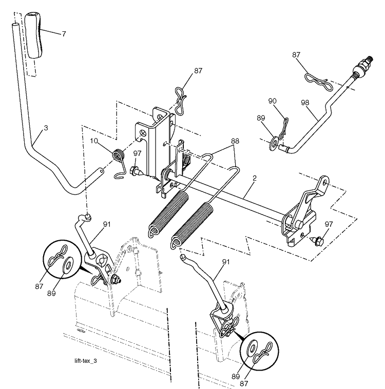 Mower Lift / Deck Lift Diagram and Parts List for 2754GLS (96043004700)(2011-09) Husqvarna Lawn Tractor