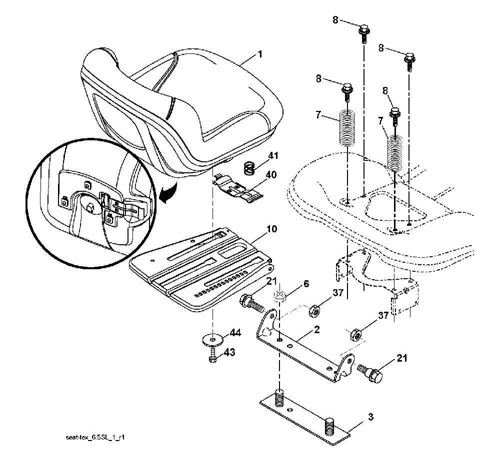 Seat Diagram and Parts List for LTH1742T (96041006702)(2009-03) Husqvarna Lawn Tractor