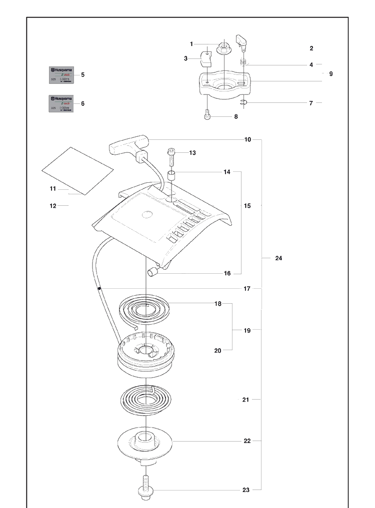 Starter Diagram and Parts List for 325HS75 (X-SERIES)(2008-05) Husqvarna Hedge Trimmer