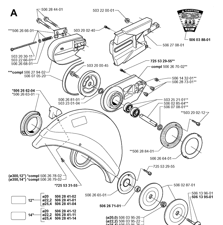Cutting Arm And Blade Guard Diagram and Parts List for 371K 1999-04 Husqvarna Lawn Tractor Accessories