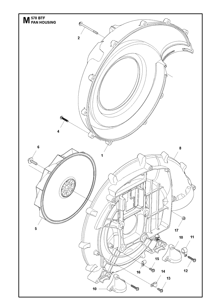 Fan Diagram and Parts List for 578BTF 20143600001-20183500000 Husqvarna Leaf Blower / Vacuum