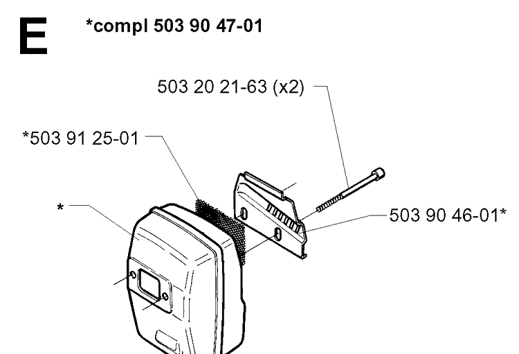 Muffler Diagram and Parts List for 232L 19980100001-20001400000 Husqvarna Edger