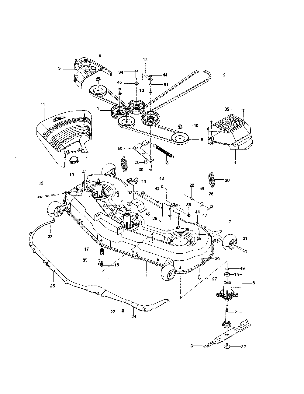 Mower deck/cutting deck Diagram and Parts List for Z254-28982  Husqvarna Lawn Tractor