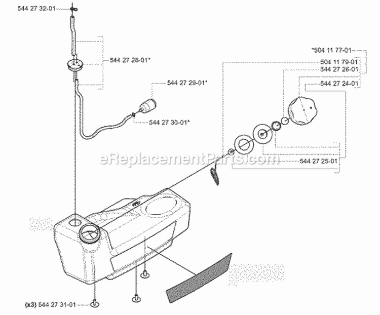 Fuel Tank Diagram and Parts List for 180BF 2008-02 Husqvarna Leaf Blower / Vacuum