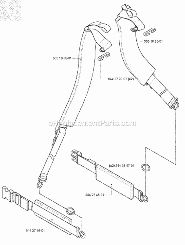 Harness Diagram and Parts List for 180BF 2008-02 Husqvarna Leaf Blower / Vacuum