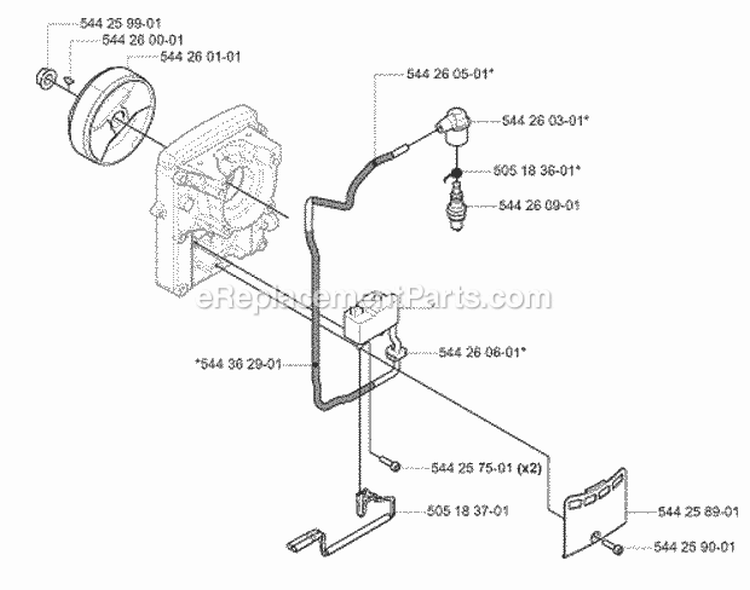 Ignition System Diagram and Parts List for 180BF 2008-02 Husqvarna Leaf Blower / Vacuum