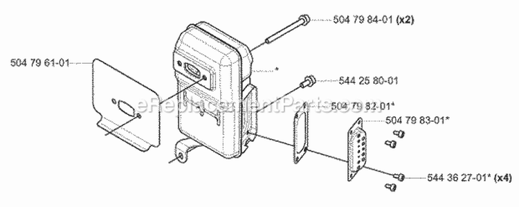 Muffler Diagram and Parts List for 180BF 2008-02 Husqvarna Leaf Blower / Vacuum