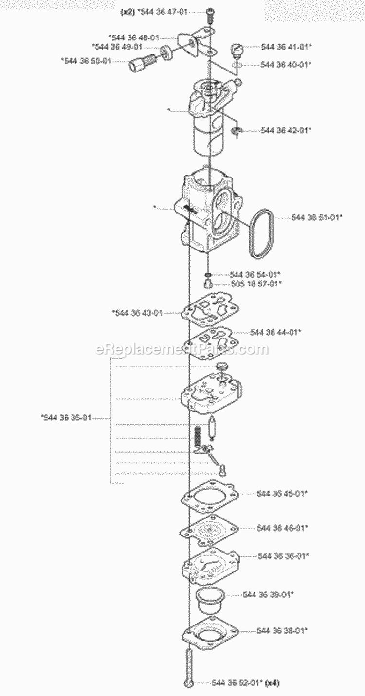 Carburetor Details Diagram and Parts List for 180BF 2008-02 Husqvarna Leaf Blower / Vacuum