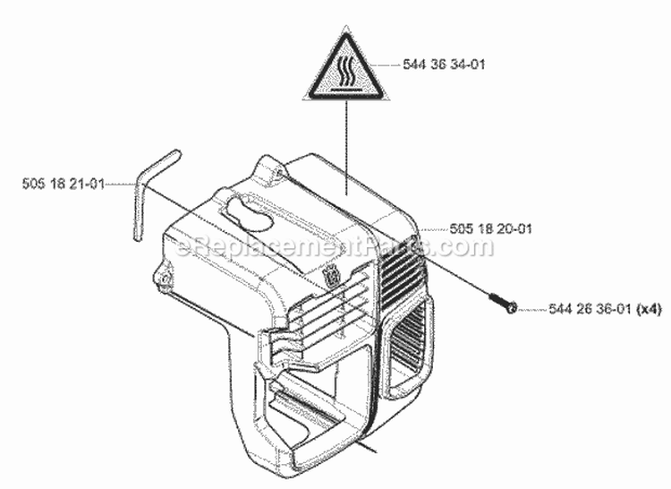 Cylinder Cover Diagram and Parts List for 180BF 2008-02 Husqvarna Leaf Blower / Vacuum
