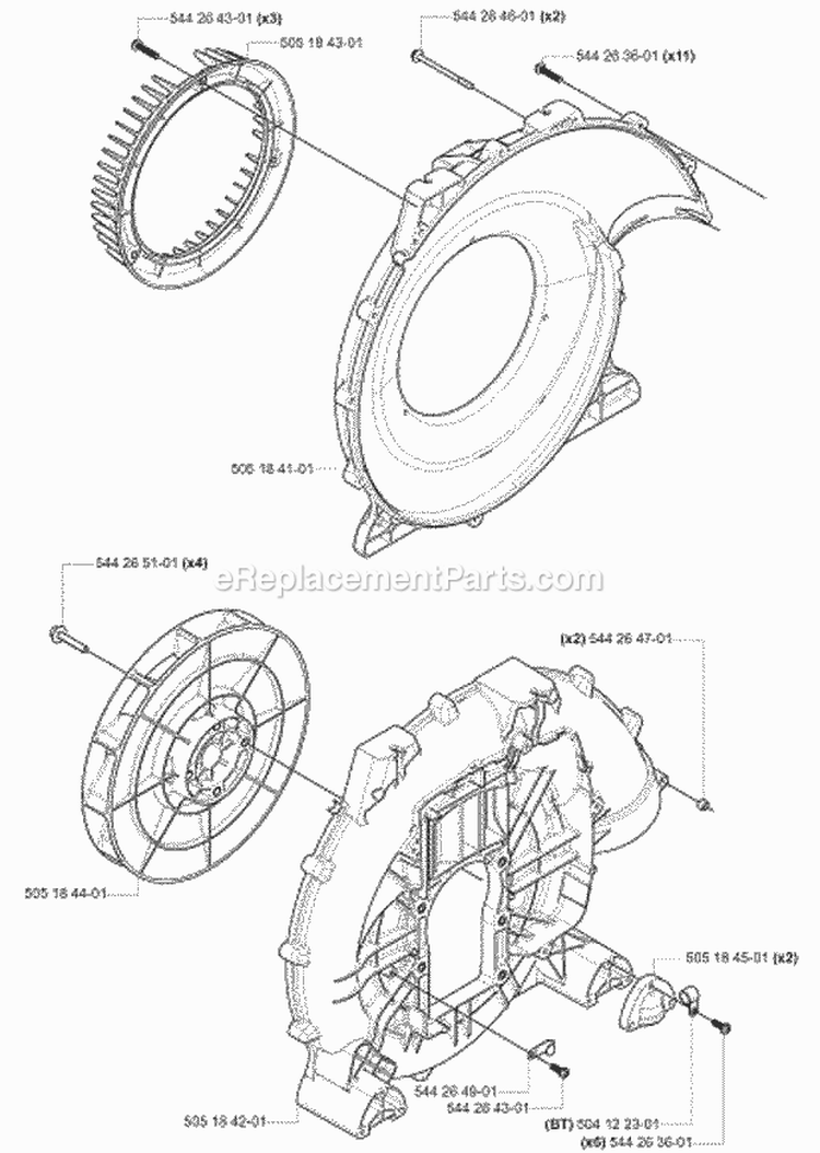 Fan Diagram and Parts List for 180BF 2008-02 Husqvarna Leaf Blower / Vacuum