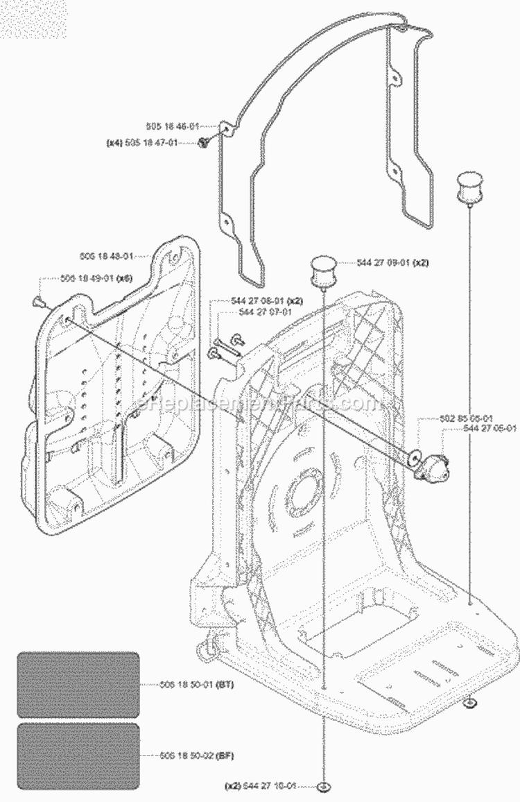 Frame Diagram and Parts List for 180BF 2008-02 Husqvarna Leaf Blower / Vacuum