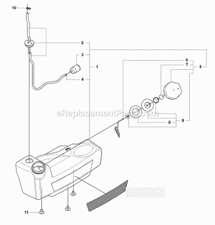 Fuel Tank Diagram and Parts List for 180BF 2008-10 Husqvarna Leaf Blower / Vacuum