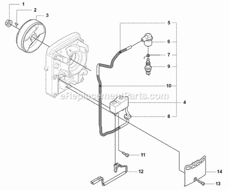 Ignition System  Clutch Diagram and Parts List for 180BF 2008-10 Husqvarna Leaf Blower / Vacuum