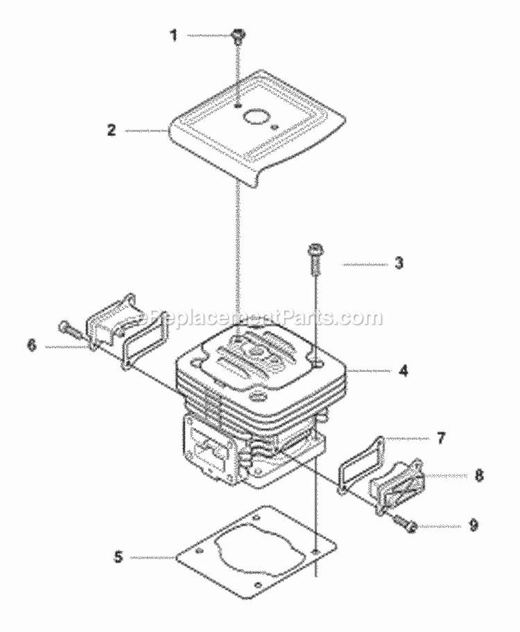 Cylinder Diagram and Parts List for 180BF 2008-10 Husqvarna Leaf Blower / Vacuum